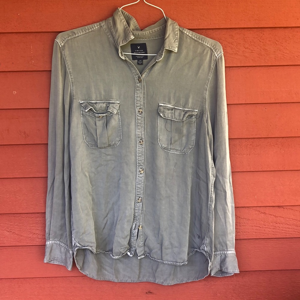 Vintage American Eagle Outfitters Green Button Up